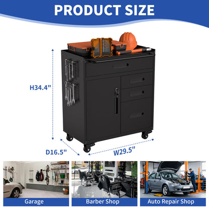 Rolling Tool Cabinet Heavy Duty Garage Storage With Lockable Doors