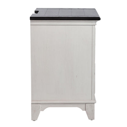 Allyson Park - 2 Drawer Nightstand With Charging Station - Wirebrushed White / Charcoal