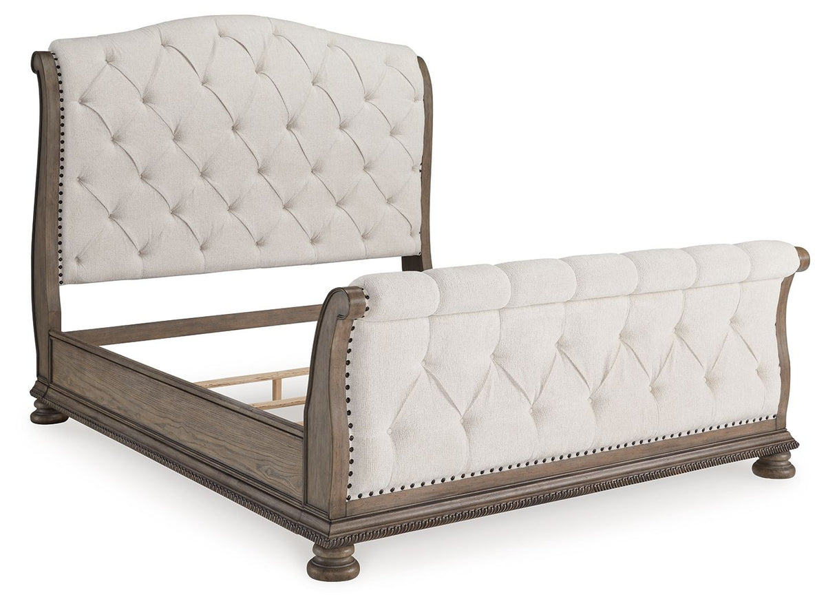Ardenfield - California King Upholstered Sleigh Bed - Light Brown