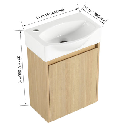 Modern Bathroom Vanity With Ceramic Basin, Wall Mounted Floating Sink Combo, Storage Cabinet