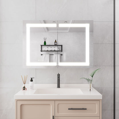 Medicine Cabinet With LED Vanity Mirror, Anti-Fog, Waterproof, Dimmable With Touch Switch