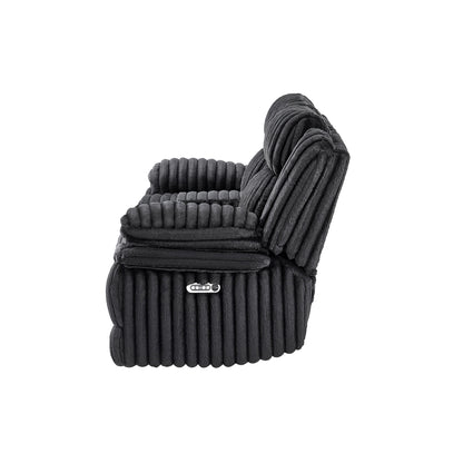Winston - Power Console Recliner Loveseat With LED And Hidden Drawer - Black