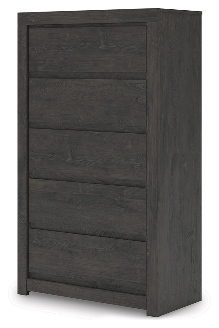 Fraluna - Five Drawer Chest - Charcoal