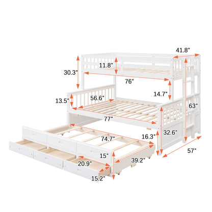 Bunk Bed With Twin Size Trundle And Drawers