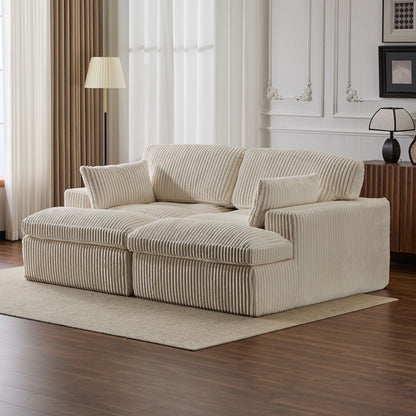 Double Chaise Lounge Chair, Oversized Upholstered Sleeper Cloud Couch