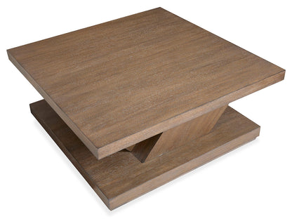 Lansbury - Square Cocktail Table With Casters - Antique Wheat