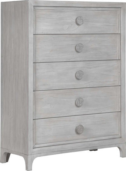 Boho Chic - Five-Drawer Chest - Washed White (2024)