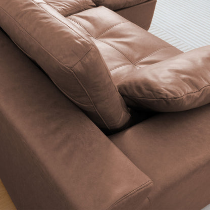 L - Shaped Modular 2 Seater Sofa With Movable Ottoman And High Density Sponge Cushions For Living Room
