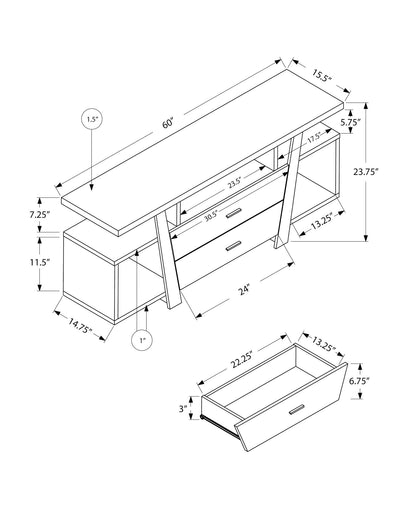 TV Stand, Console, Media Entertainment Center, Storage Drawers, Contemporary & Modern - Taupe