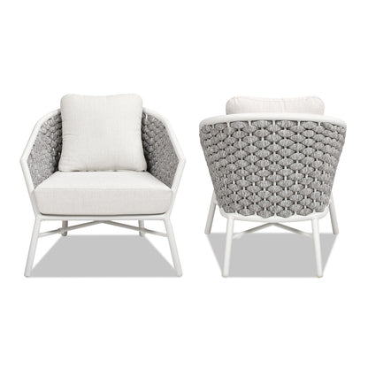 Rowan - Rope Barrel Back Patio Accent Arm Chair (Set of 2) - White