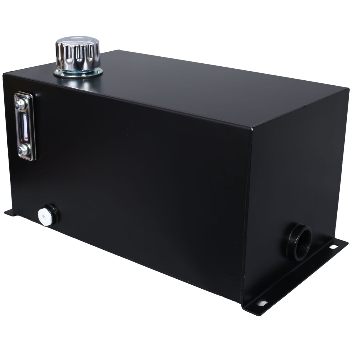 Heavy Duty Hydraulic Fluid Tank 10 Gal Steel Reservoir With Strainer, Gauge & Breather Cap For Tractors & Trucks - Black