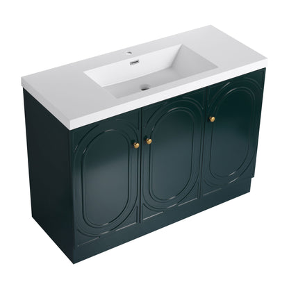 Contemporary Freestanding Bathroom Vanity With Resin Sink & Soft-Close Cabinet Doors