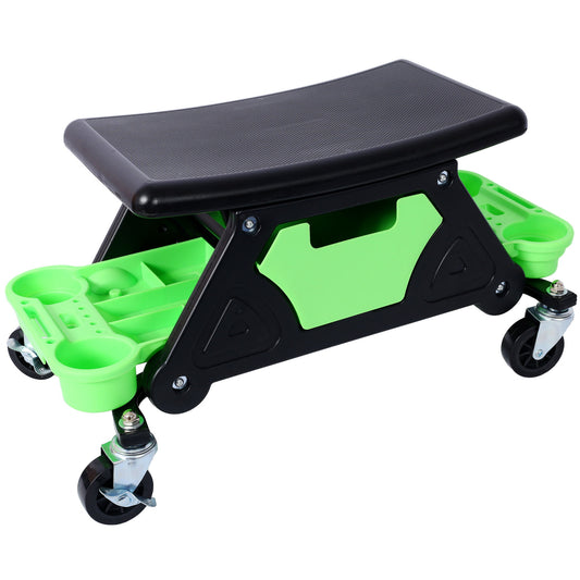Heavy Duty Mechanic Stool With Tool Storage 300 Lbs Capacity Hdpe - Green