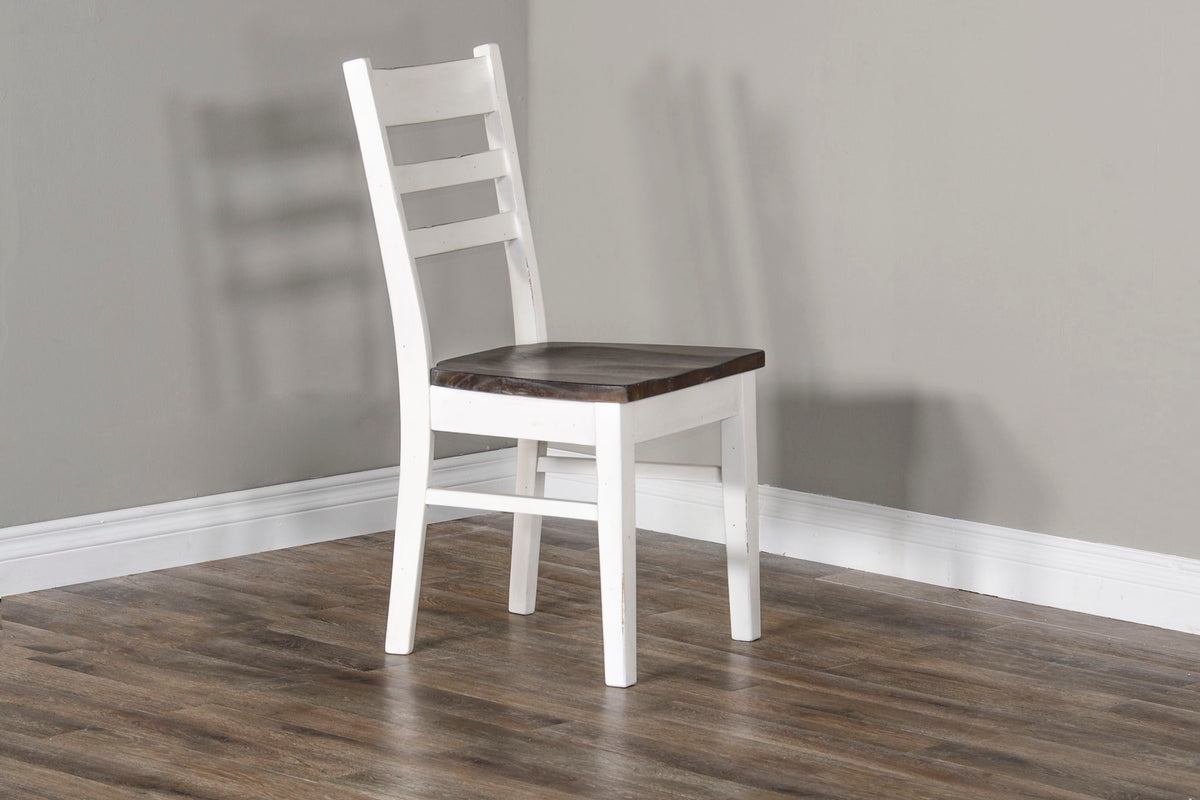Carriage House - Wood Ladderback Dining Chair (Set of 2) - Cottage White / Europen Dark