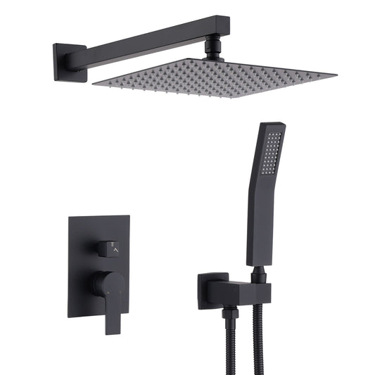 12" Ceiling Mount Shower System With Rain Mixer And Handheld Shower