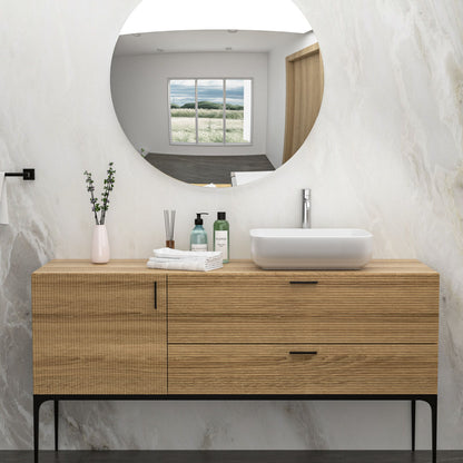 Rectangular Vessel Bathroom Sink, Modern - White