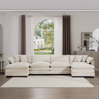 Modern Oversized Modular Cushion Sofa With Ottoman, Low Back, Deep Seating Sofa Set