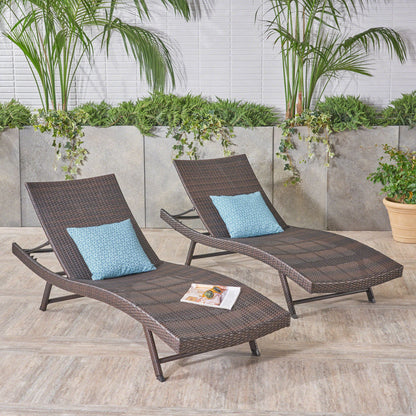 Kauai - Modern Style Wicker Chaise Lounge - Brown Multi