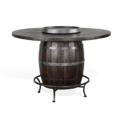 Homestead - Round Pub Table With Wine Barrel Base - Tobacco Leaf
