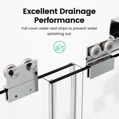 Semi Frameless Double Sliding Shower Door With SGCC Tempered Glass - Chrome