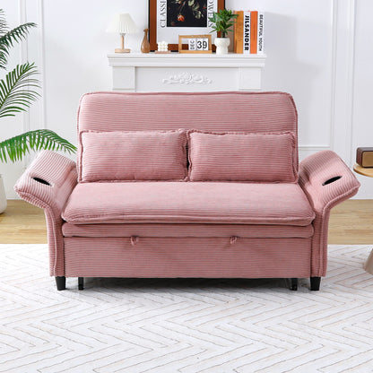 Modern Fabric Multi-Functional Sofa Bed With Adjustable Armrests And Backrests