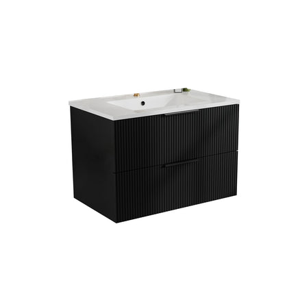 Modern Wall Mounted Floating Bathroom Vanity With Sink And Drawers