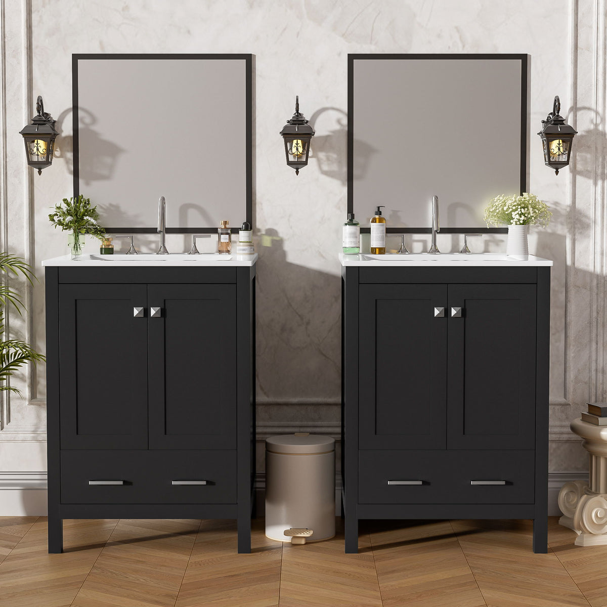 Bathroom Vanity With Integrated Undermount Ceramic Sink, 2 Doors And 1 Drawer, Soft Close Hinges
