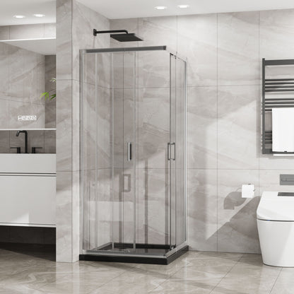 Corner Sliding Shower Door & Base Combo No Drain Kit