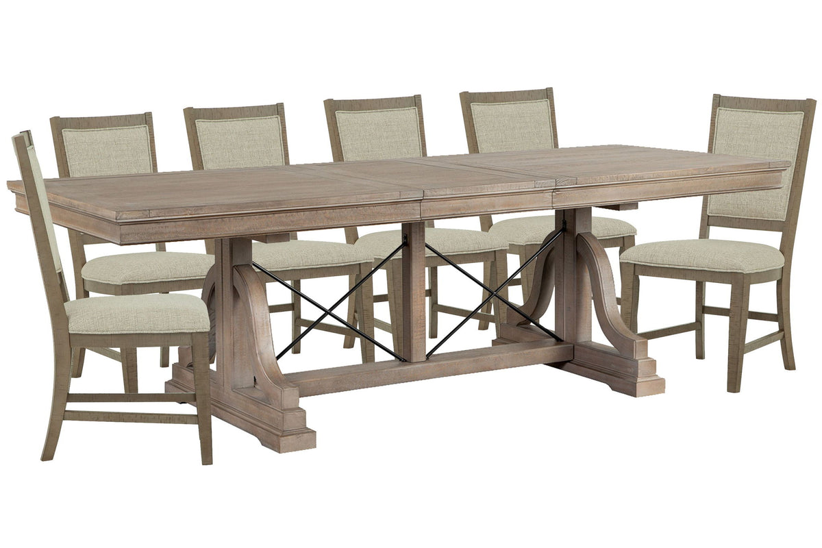 Paxton Place - Extendable Trestle Dining Table Set