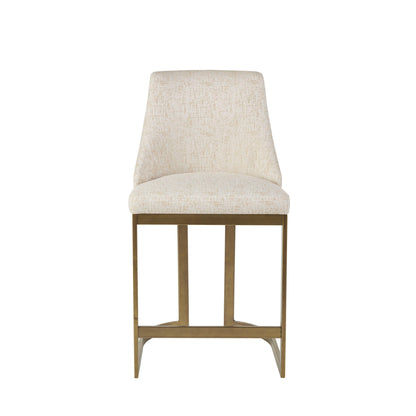 Upholstered Counter Stool With Metal Base - Cream