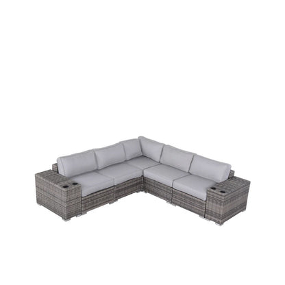 Modern Rattan Wicker Seating Group With Cushions
