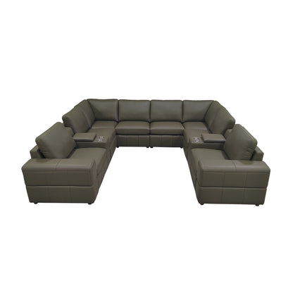 Upholstered Large Arms Sectional With Recliner Seats