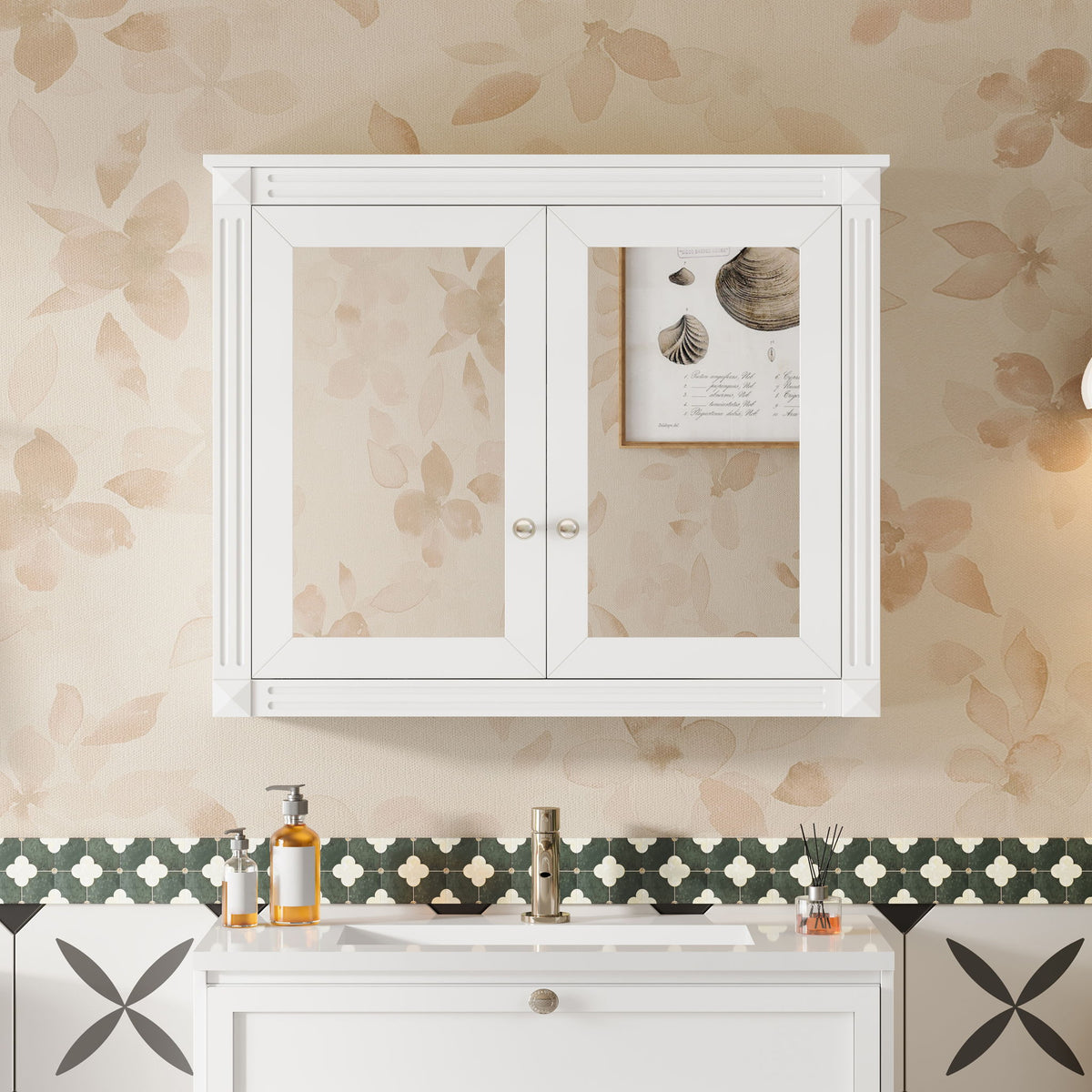 Wall-Mounted Medicine Cabinet With 2 Mirrors, Adjustable Shelves