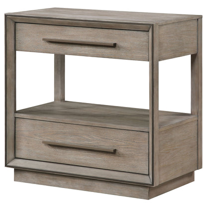 Prescott - 2 Drawers Nightstand With Open Shelf - Taupe