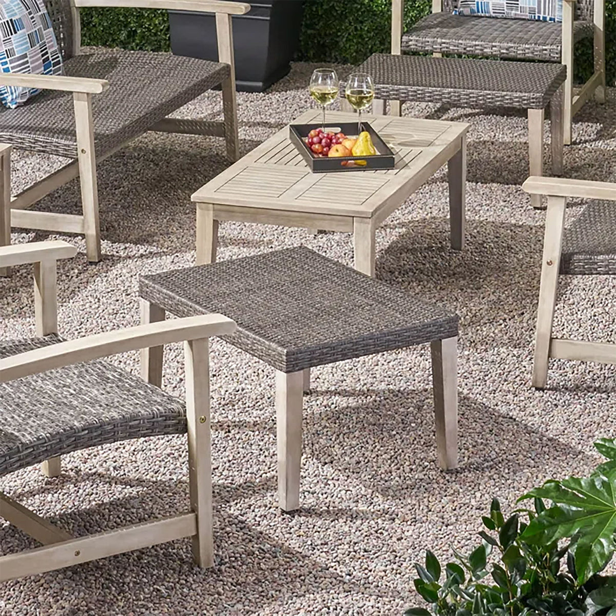 Savannah - Outdoor Wicker And Ottoman - Gray