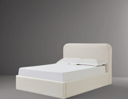 Virgil Off-White - Upholstered Platform Bed - Whipped Honey Linen