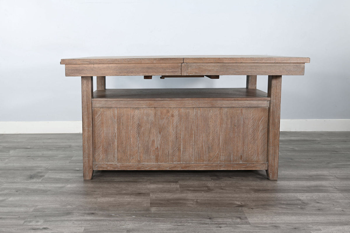 Rustic Counter-Height Extension Dining Table With Barn Door Storage - Amber