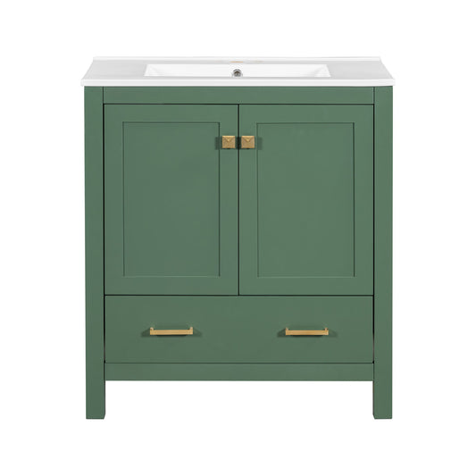Bathroom Vanity With Single Sink, Combo Cabinet Undermount Sink, Bathroom Storage Cabinet With 2 Doors And A Drawer, Soft Closing, Multifunctional Storage, Solid Wood Frame