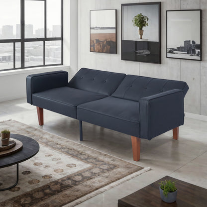 Convertible Futon Sofa Bed With Adjustable Split Back, Twin Size Sleeper Couch - Black