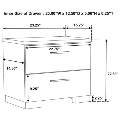 Dulcey - 2 Drawer Nightstand - Gloss White