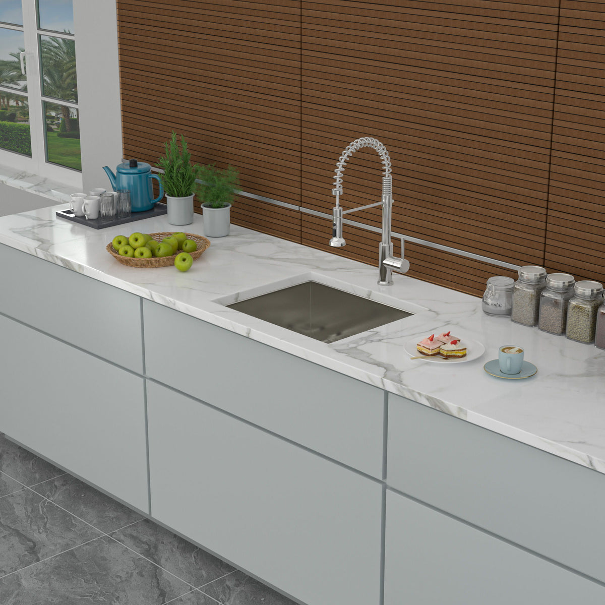 Modern Undermount Stainless Steel Kitchen Sink 16 Gauge, Deep Single Bowl