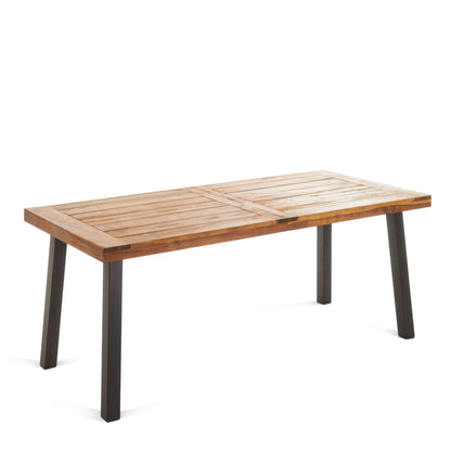 Della - Modern Industrial Dining Table With Acacia Wood Top - Teak