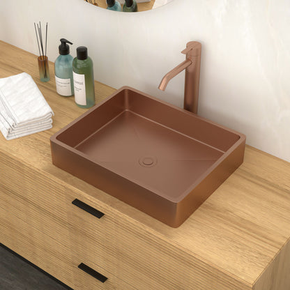 19" X 15" Stainless Steel Bathroom Sink With Pop Up Drain, Nano Surface - Rose Gold
