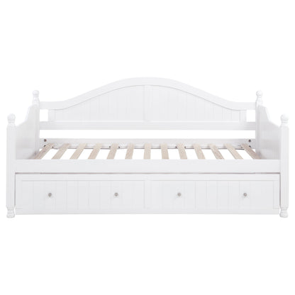 Twin Daybed With Trundle Storage Bed - White