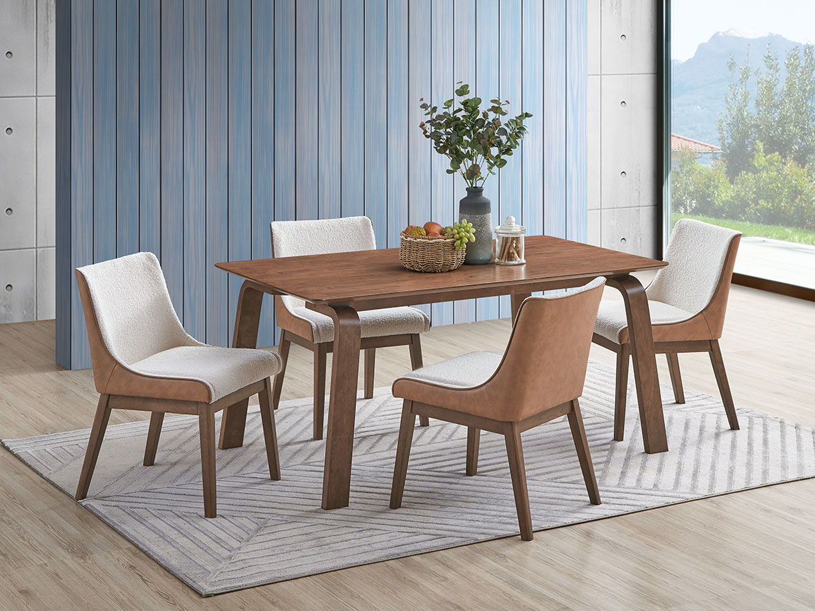 Ginny - 5 Piece With Side Chairs Dining Room Set - Walnut