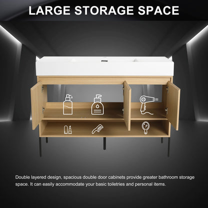 Modern Bathroom Vanity Combo With Single Resin Sink And Storage Cabinet