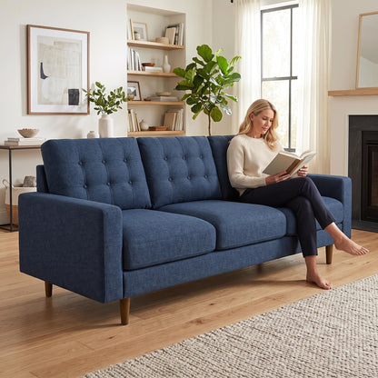 3 Seat Sofa Couch With Tufted Back Upholstered Couch For Living Room