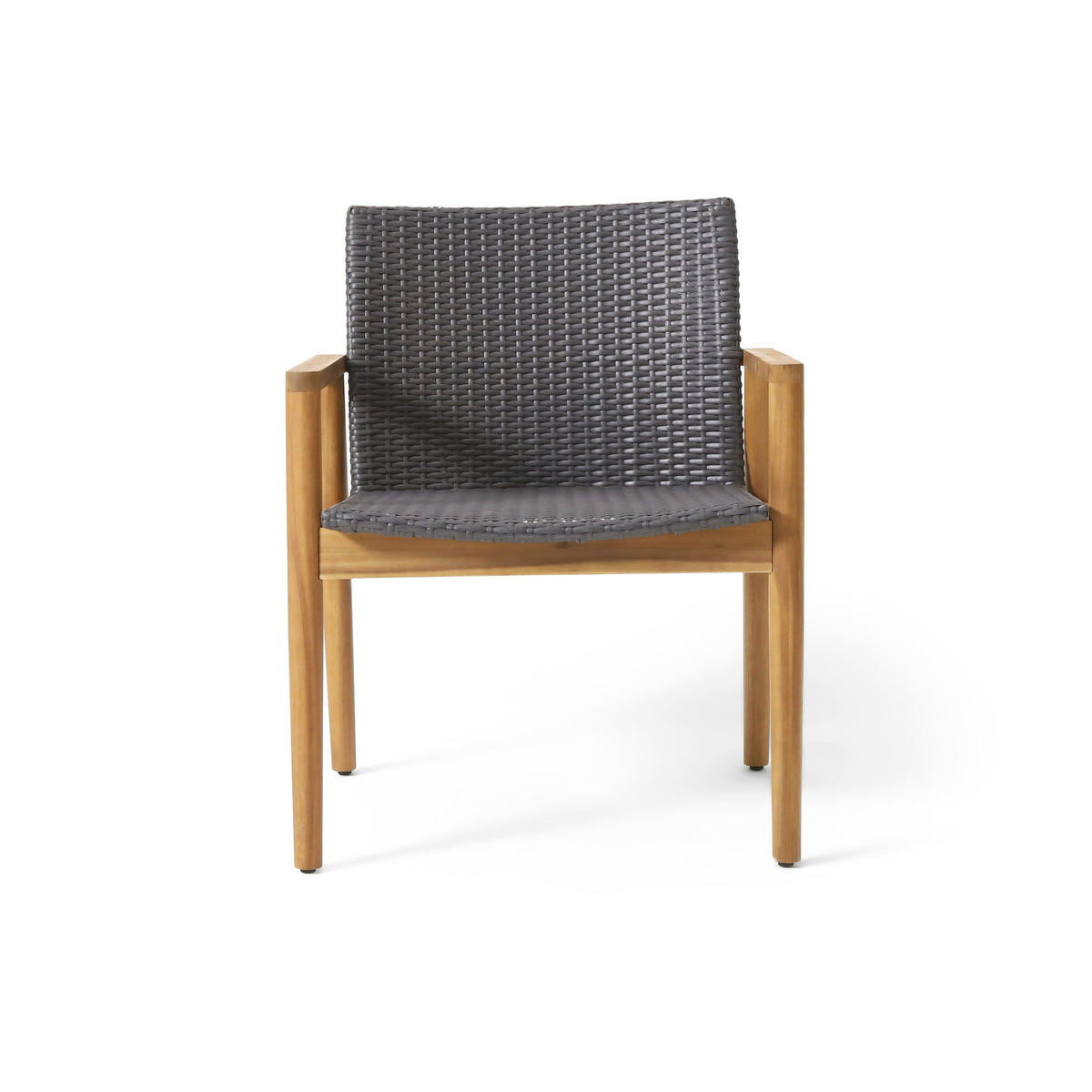 Tranquilize - Outdoor Wooden Club Chair With Woven Wicker Seat And Back (Set of 2) - Natural