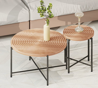 Coffee And End Table Set Waterproof Cover (Set of 2) - Natural Wood / Brown