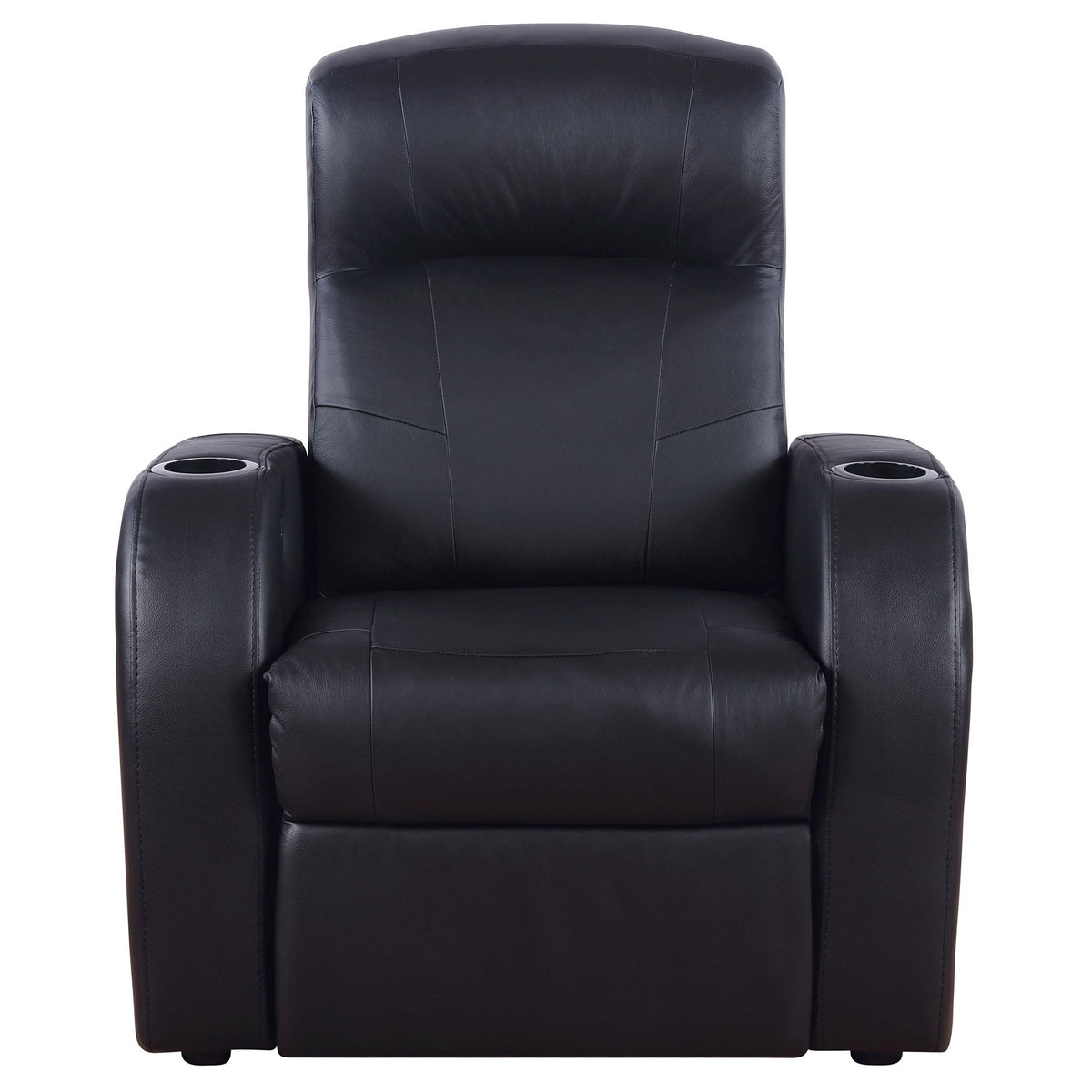 Upholstered Recliner With Cup Holder Comfort Lounge Chair - Black
